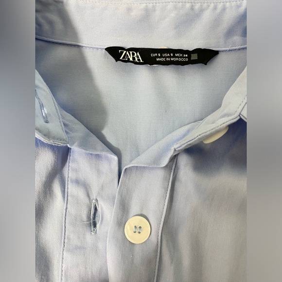 ZARA POPLIN SHIRT MIDI DRESS SKY BLUE Oversized Size Small - Picture 13 of 15